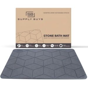 Brand New Stone Bath Mat Diatomaceous Earth Modern Sustainable Non-Slip Gray
